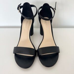 Nine West Sandy Black Ankle Strap Block Heel Sandals Size 8.5